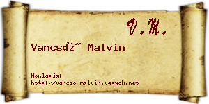 Vancsó Malvin névjegykártya